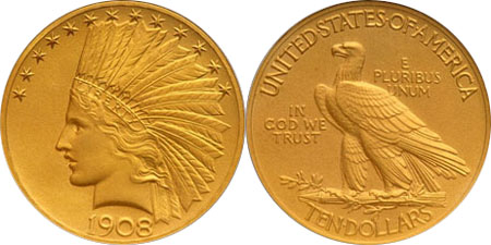 Indian Head Gold Eagle With Motto