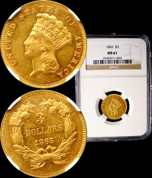 1865 Three Dollar Gold
