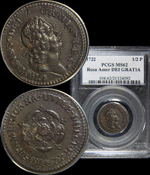 1722 Rosa Americana ½ Pence