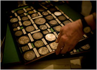 Some of the societys medallions. 