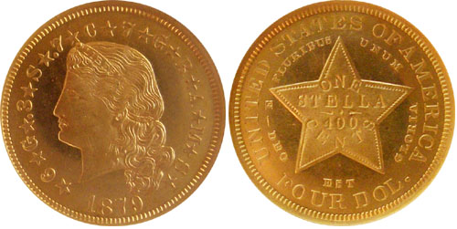1879 $4 Flowing Hair Stella