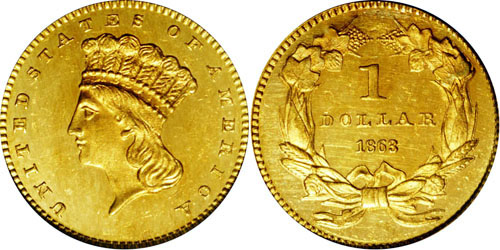 1863 Gold Dollar