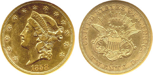 1858-S Double Eagle