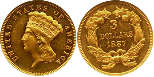 Proof Three Dollar Gold