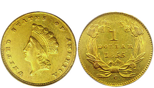 1855-C Gold Dollar