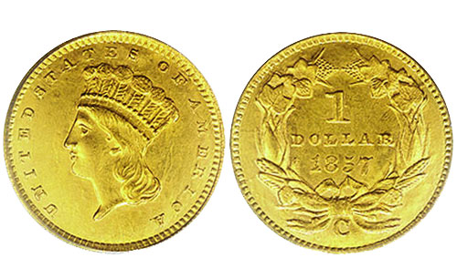 1857-C Gold Dollar