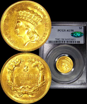 1861 Three Dollar Gold