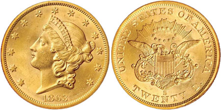 1863-S Double Eagle