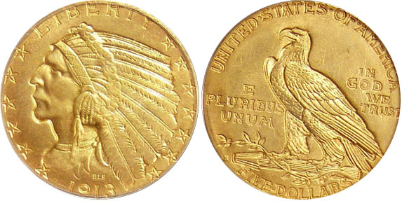 1911 Indian Head Half Eagle