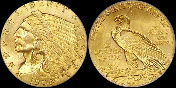 1908 Indian Head Quarter Eagle