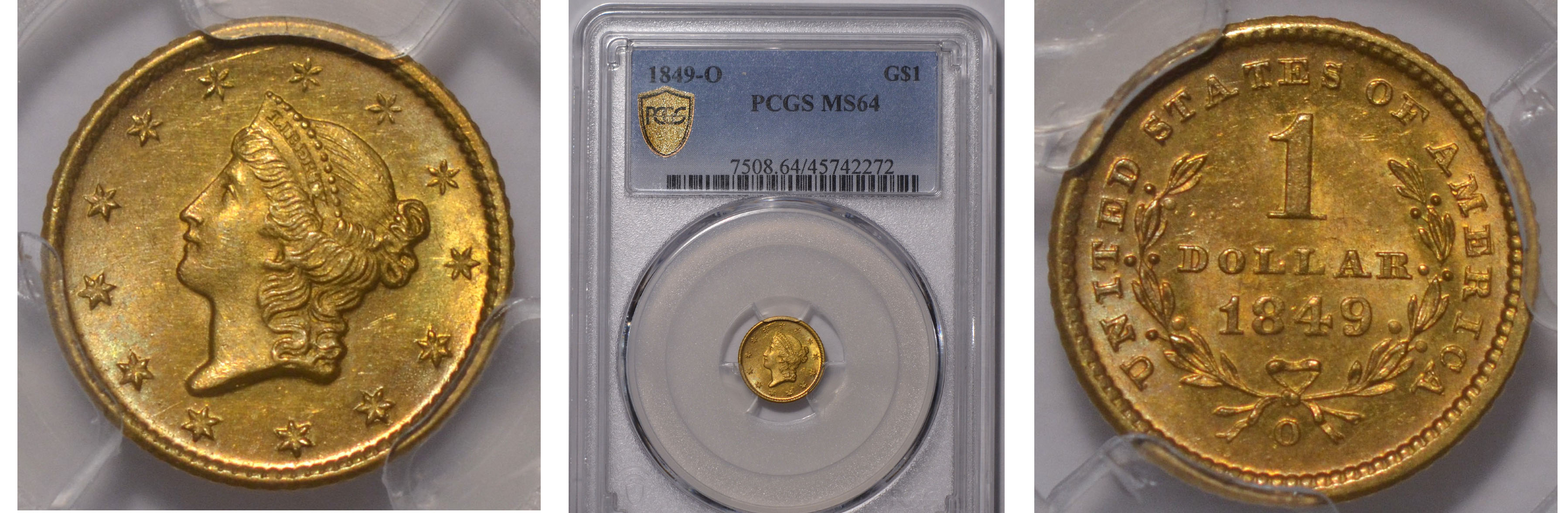 1849-O Gold Dollar PCGS MS64
