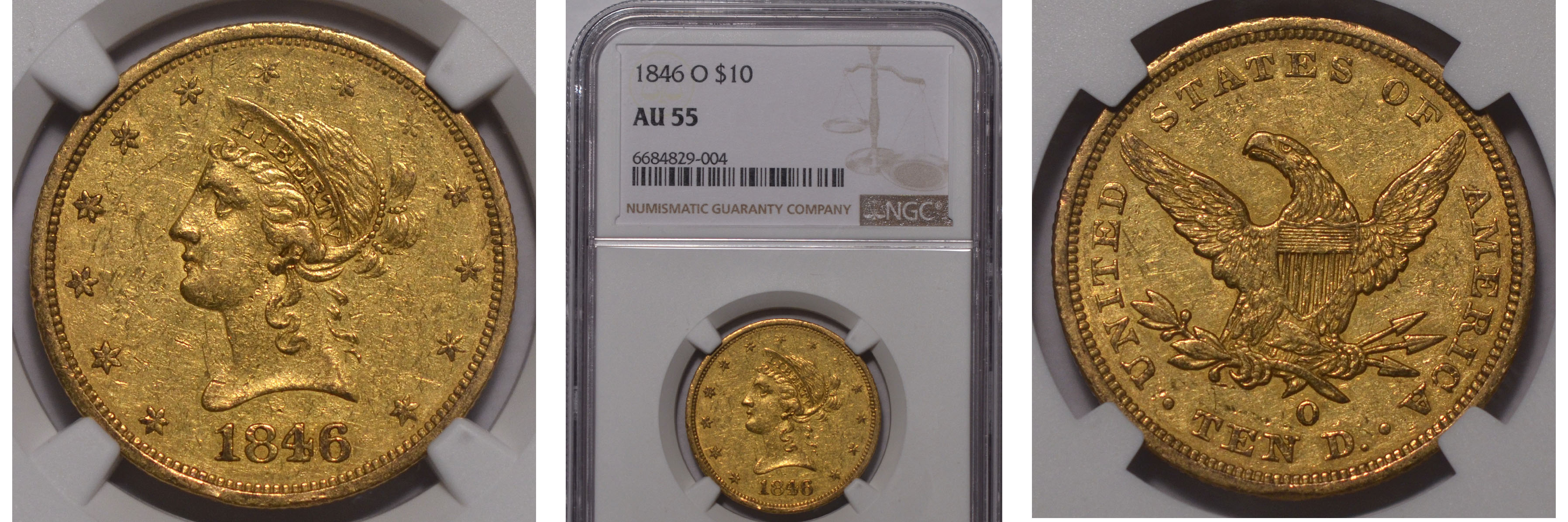 1846-O Eagle NGC AU55