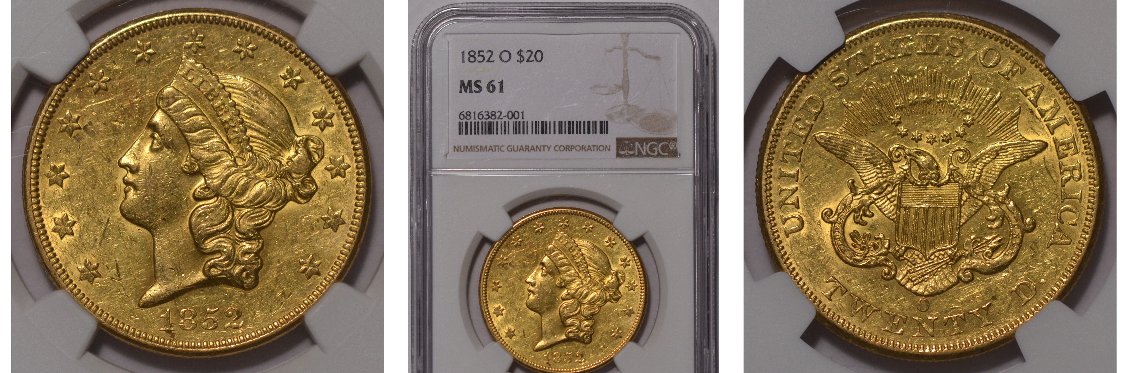 1852-O Double Eagle NGC MS61