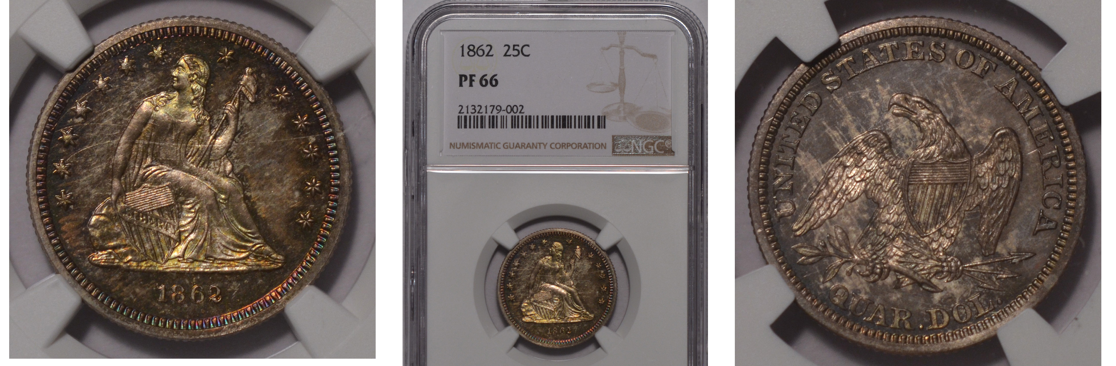 1862 Seated Liberty Quarter NGC PF66
