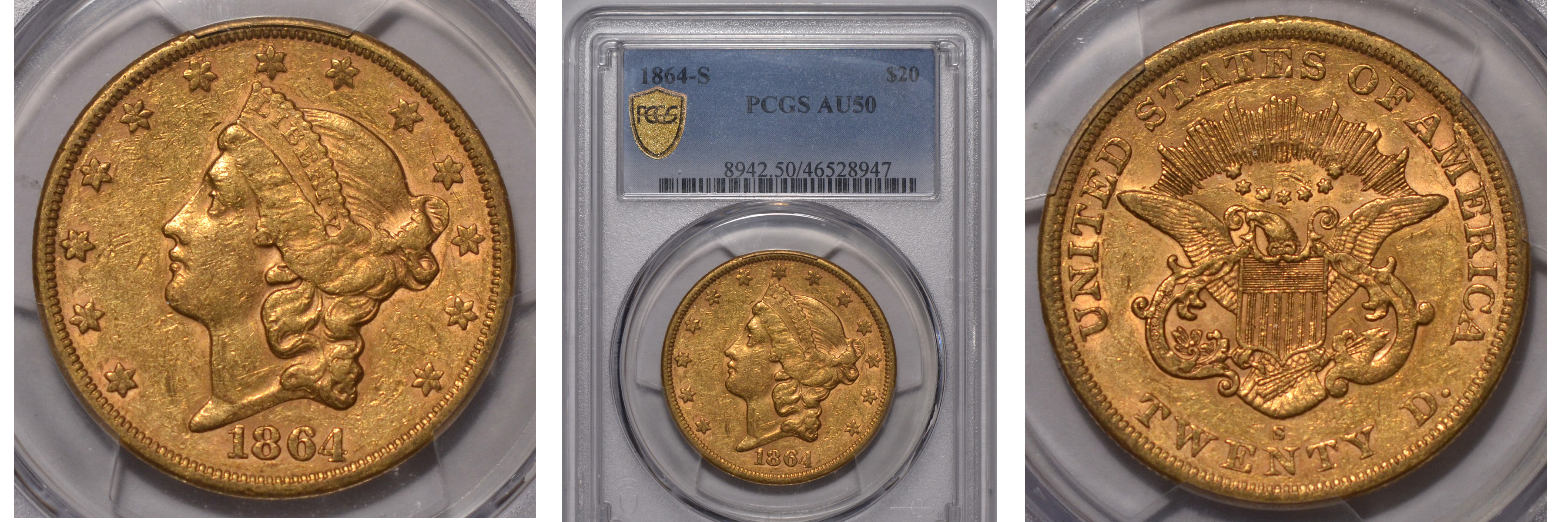 1864-S Double Eagle PCGS AU50