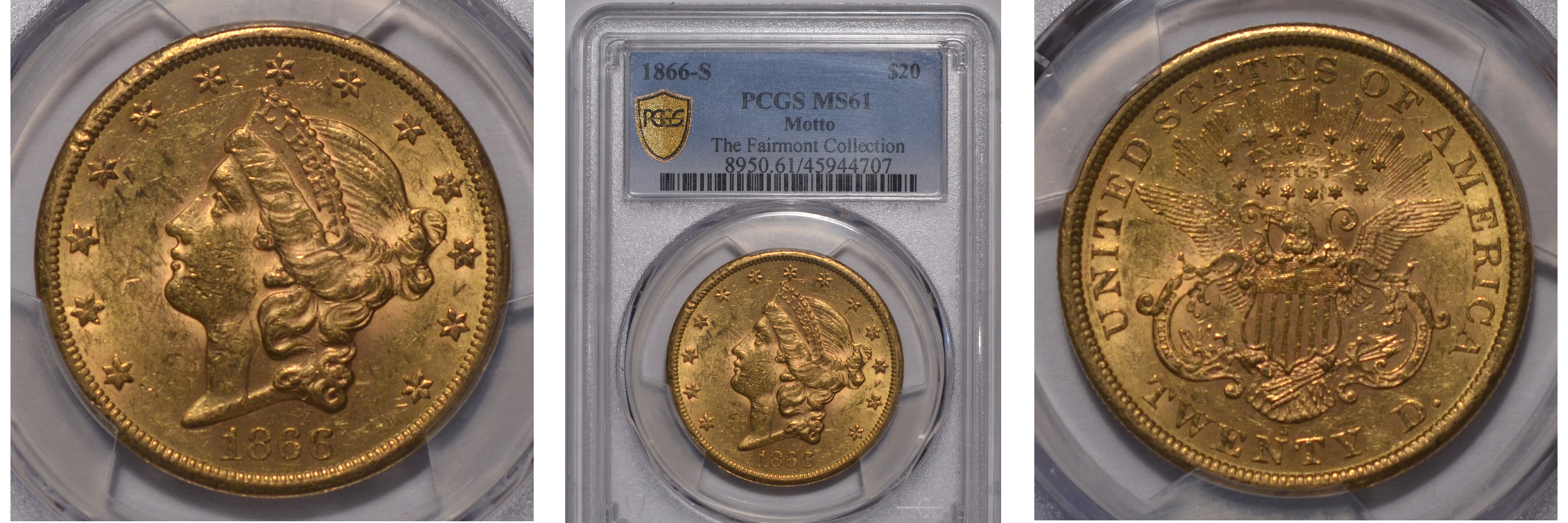 1866-S Motto Liberty Head Double Eagle PCGS MS61