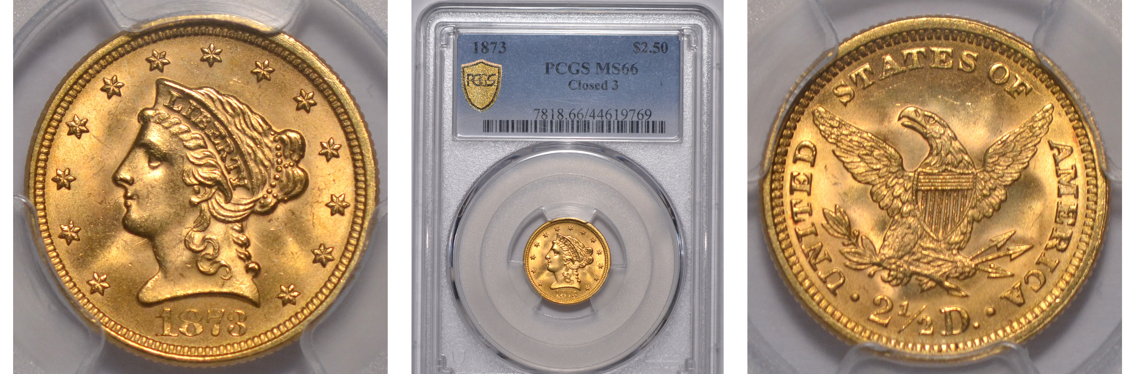 1873 Closed 3 Quarter Eagle PCGS MS66