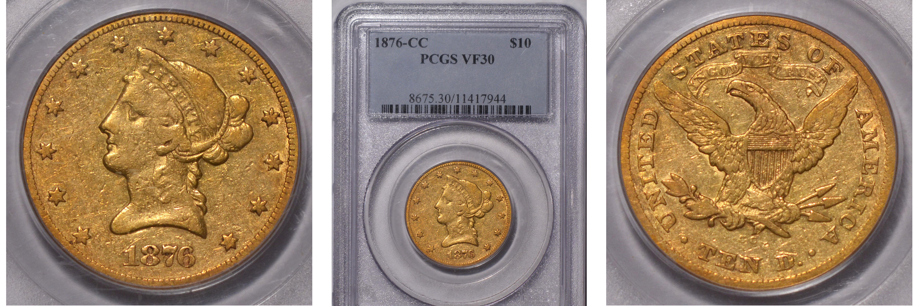1876-CC Eagle PCGS VF30