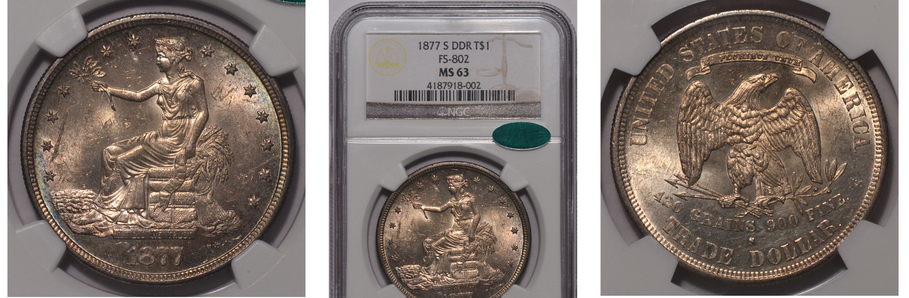 1877-S Trade Dollar DDR NGC MS63 CAC