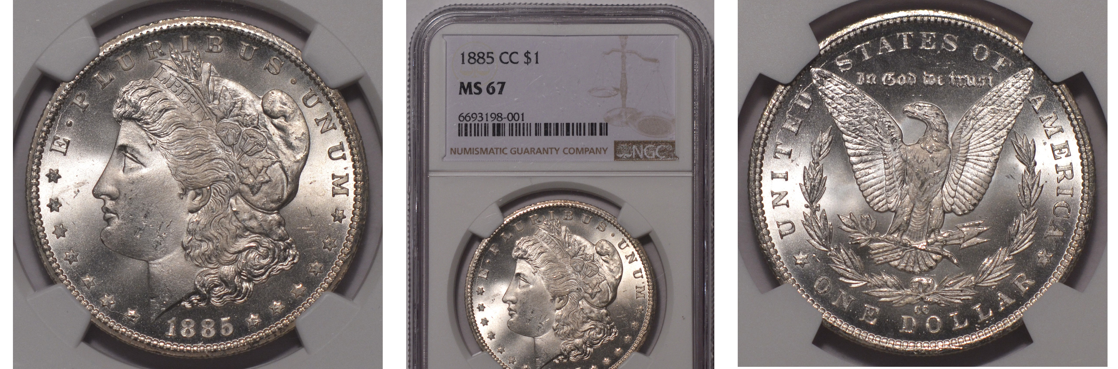 1885-CC Morgan Silver Dollar NGC MS67