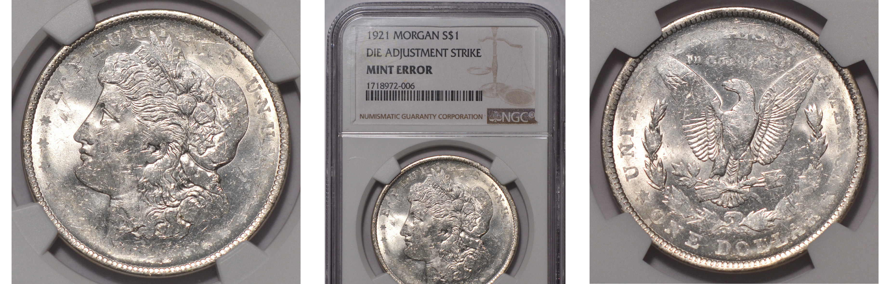 Mint Error 1921 Morgan Dollar NGC